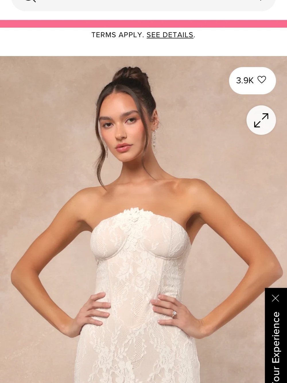 Lulu's Valeria Ivory Lace Strapless Bustier Dress
